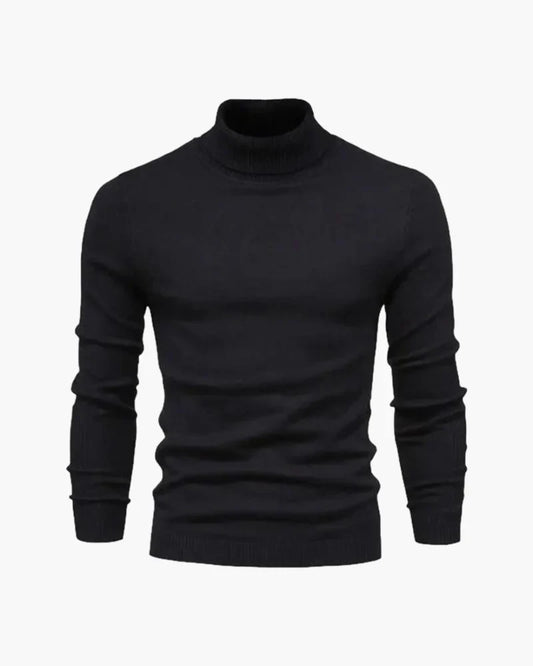 Men's slim-fit ribbed turtleneck sweater with long sleeves