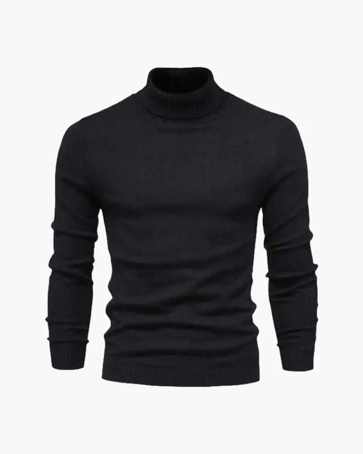 Men's slim-fit ribbed turtleneck sweater with long sleeves