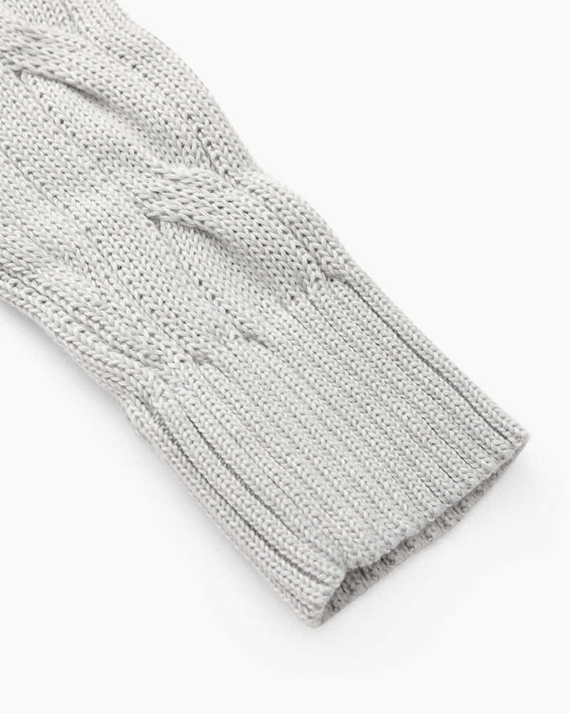 Cable-knit half-zip sweater with ribbed mock neck, cuffs and hem