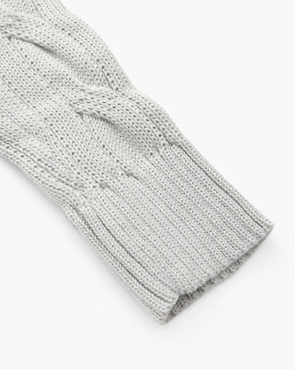 Cable-knit half-zip sweater with ribbed mock neck, cuffs and hem