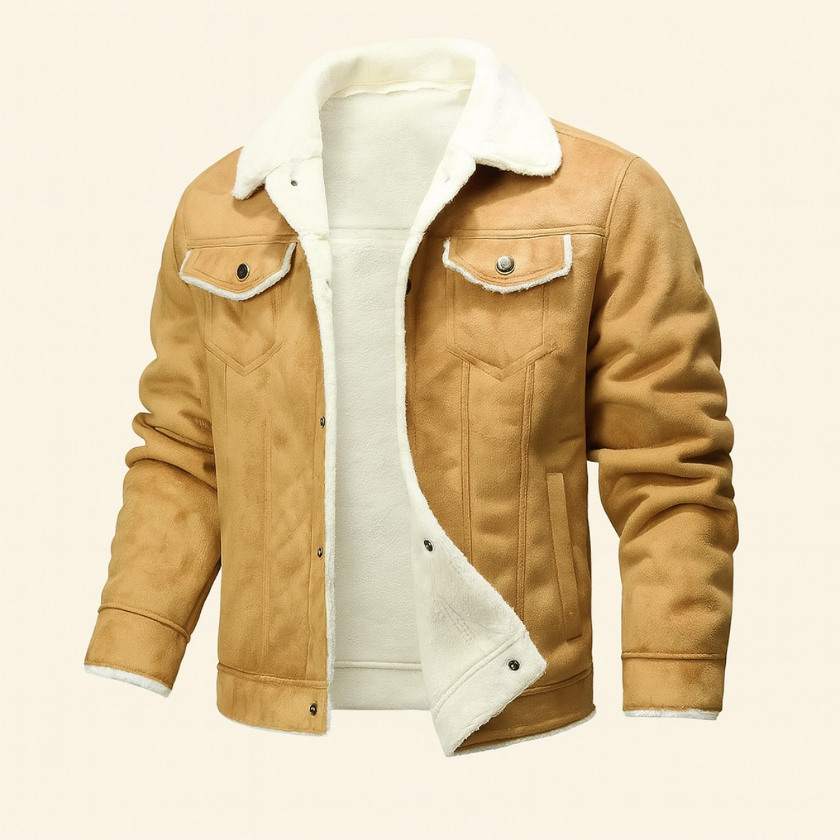 Men's sherpa lined suede jacket