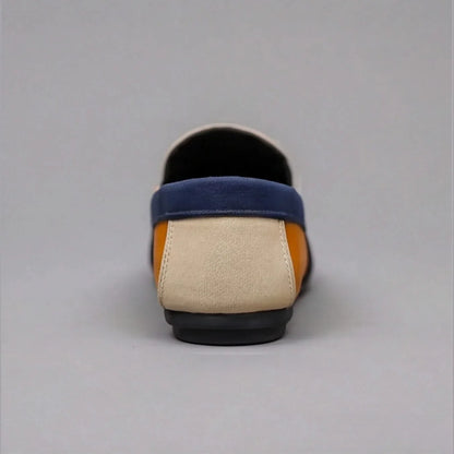 Colour block canvas loafers with rounded toes and flat soles