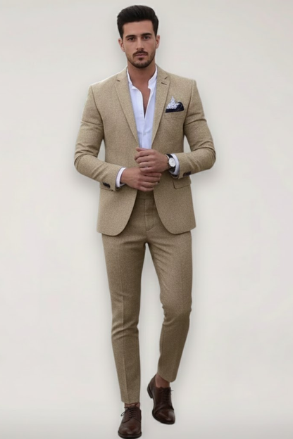 Men's Slim Fit Suit Set, Tailored Spring Blazer & Tapered Trousers for Business & Formal Wear