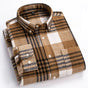 Long-sleeve checked flannel shirt with button-down collar and chest pocket