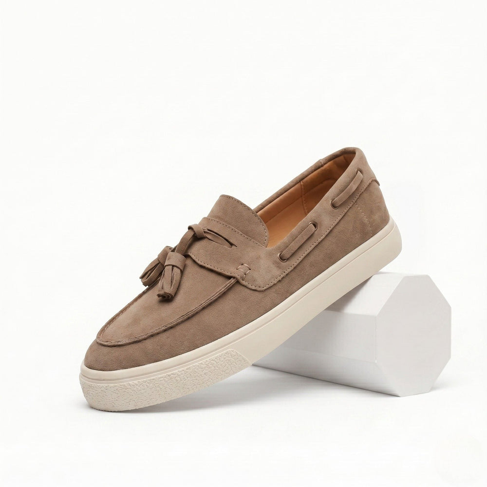 Men's suede round-toe slip-on loafers