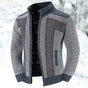 Men's textured zip jacket with stand collar, geometric panels and long sleeves