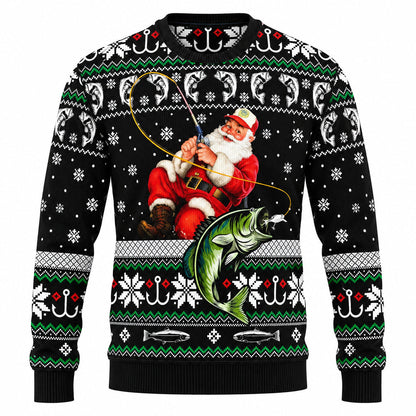 Unisex long-sleeved Christmas jumper with Santa graphic prints and festive winter motifs