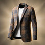 Men's checked blazer with notched lapels, long sleeves and button fastening