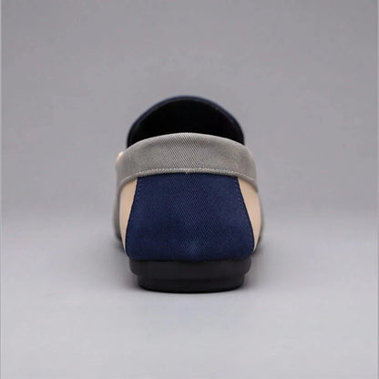 Colour block canvas loafers with rounded toes and flat soles