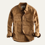 Men's long-sleeve utility shirt with button front and two flap chest pockets
