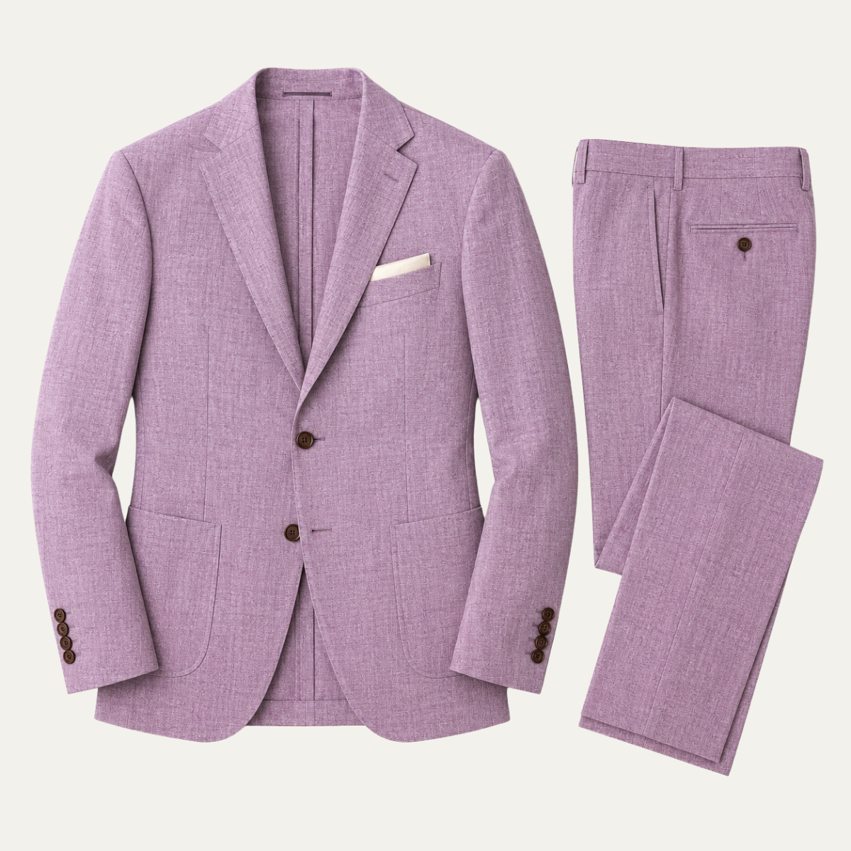 Men's slim fit two piece suit with textured finish and notched lapels