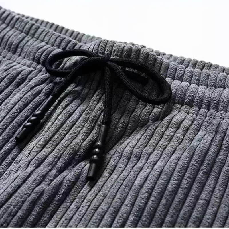Straight-leg corduroy trousers with drawstring waist and side pockets