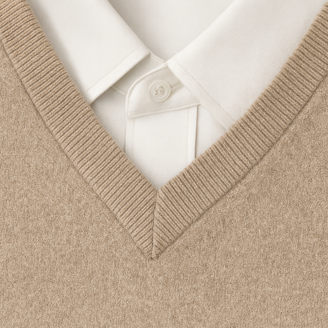 Men's V-neck jumper with ribbed trims