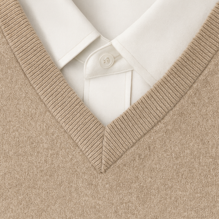 Men's V-neck jumper with ribbed trims