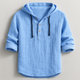 Unisex hooded pullover shirt with button placket