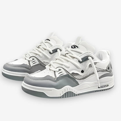 Men's lace-up trainers with chunky soles and geometric panel design