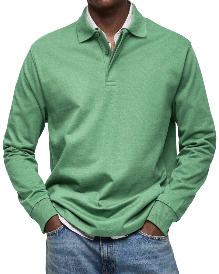 Men's Long Sleeve Polo Shirt, Casual Slim Fit Collared Polo for Everyday Wear