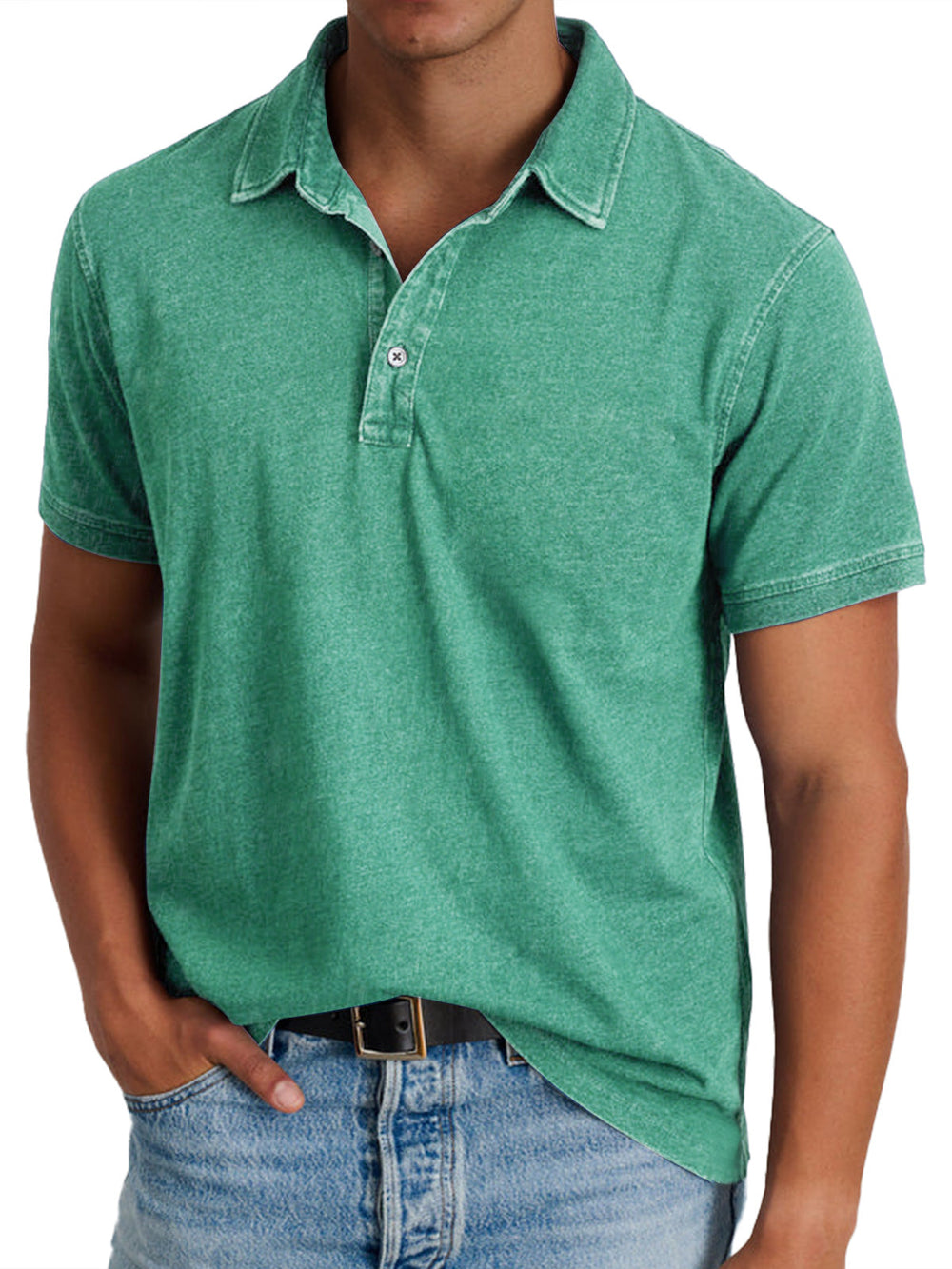 Men's Polo Shirt with Collar, Short Sleeve Solid Cotton Smart Casual Polo Regular Fit