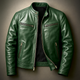 Men's leather jacket with stand collar and multiple zip pockets
