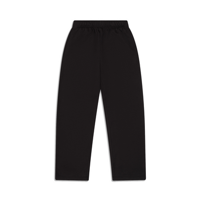 Black fleece sweatpants with a casual full-length cut