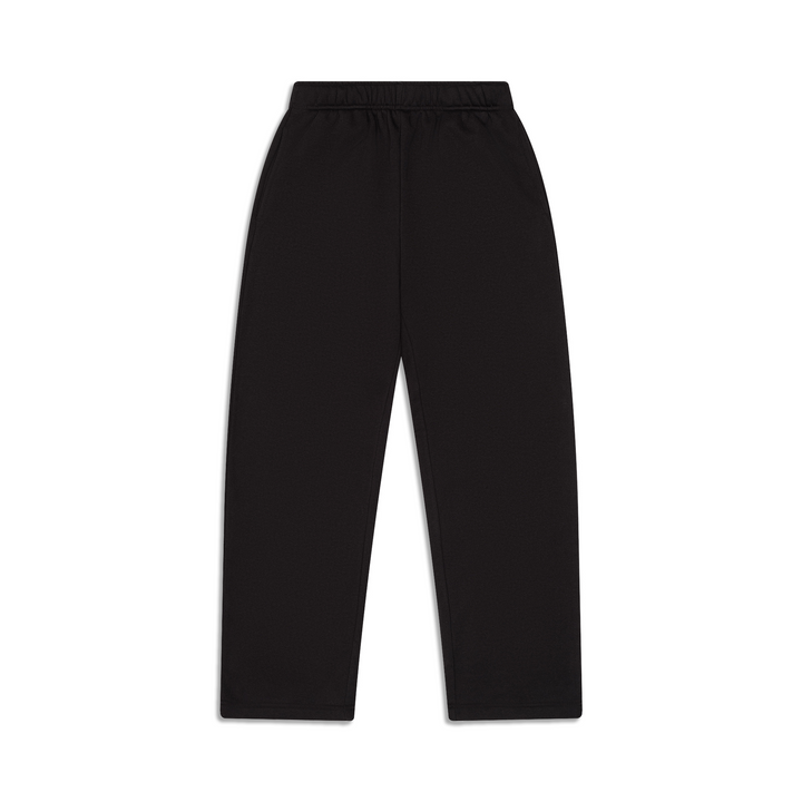 Black fleece sweatpants with a casual full-length cut