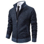 Men's textured geometric cardigan with mock neck and front zip