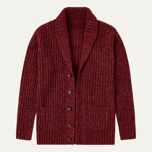 Men's chunky knit shawl collar cardigan