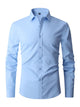 Men's fitted long sleeve shirt with point collar and button front in white