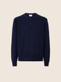 Men's navy crew neck jumper with long sleeves and ribbed trims