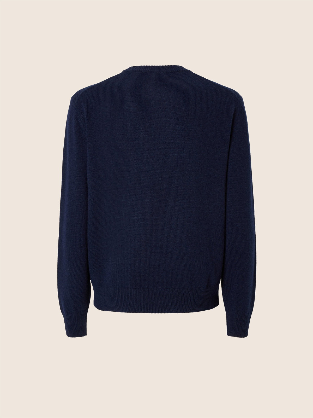 Men's navy crew neck jumper with long sleeves and ribbed trims