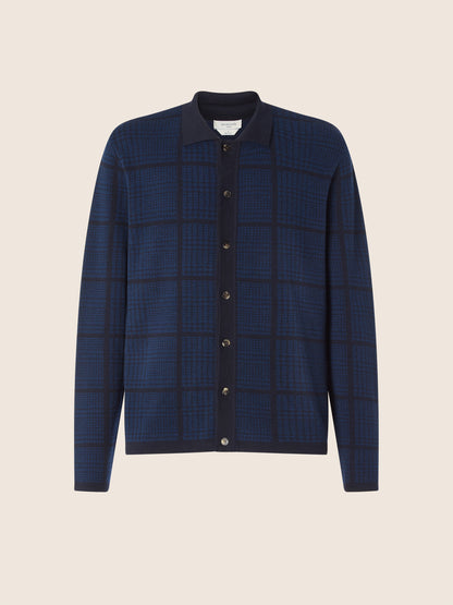 Unisex jacquard piquet cardigan with textured finish