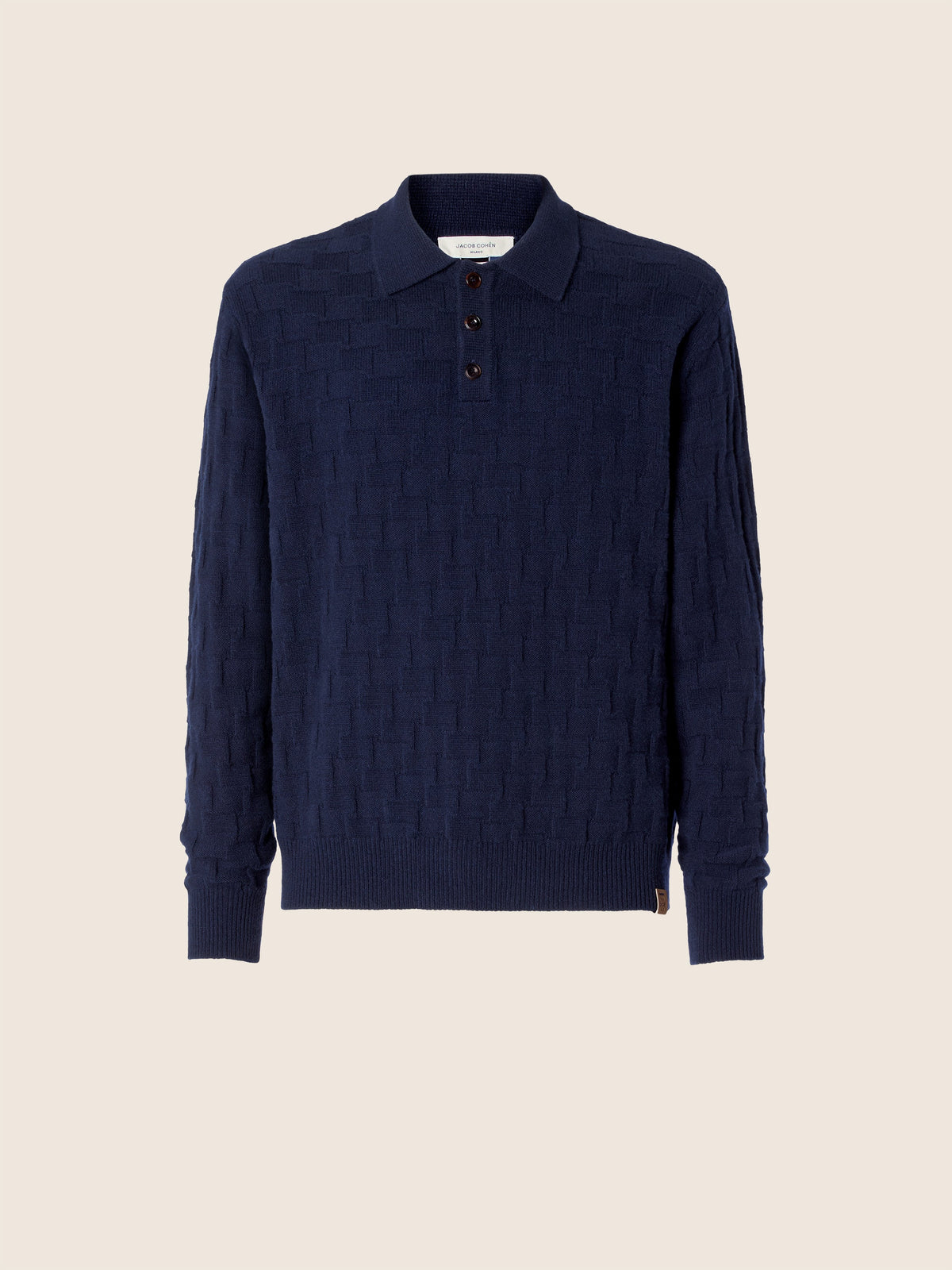 Unisex houndstooth polo shirt with a collared neckline