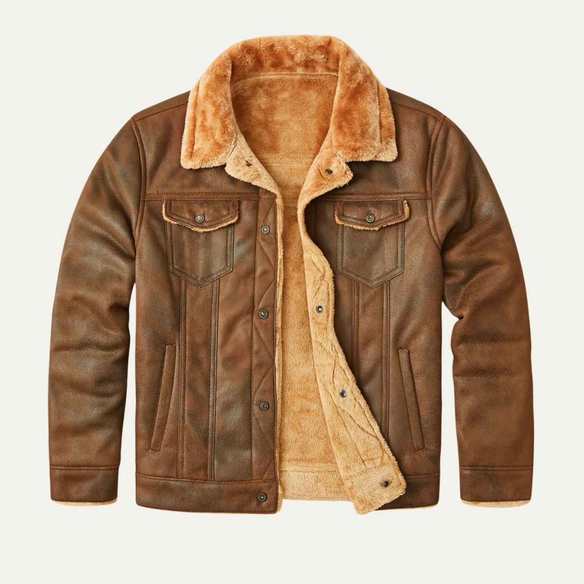 Men's sherpa lined suede jacket