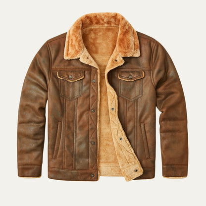 Men's sherpa lined suede jacket