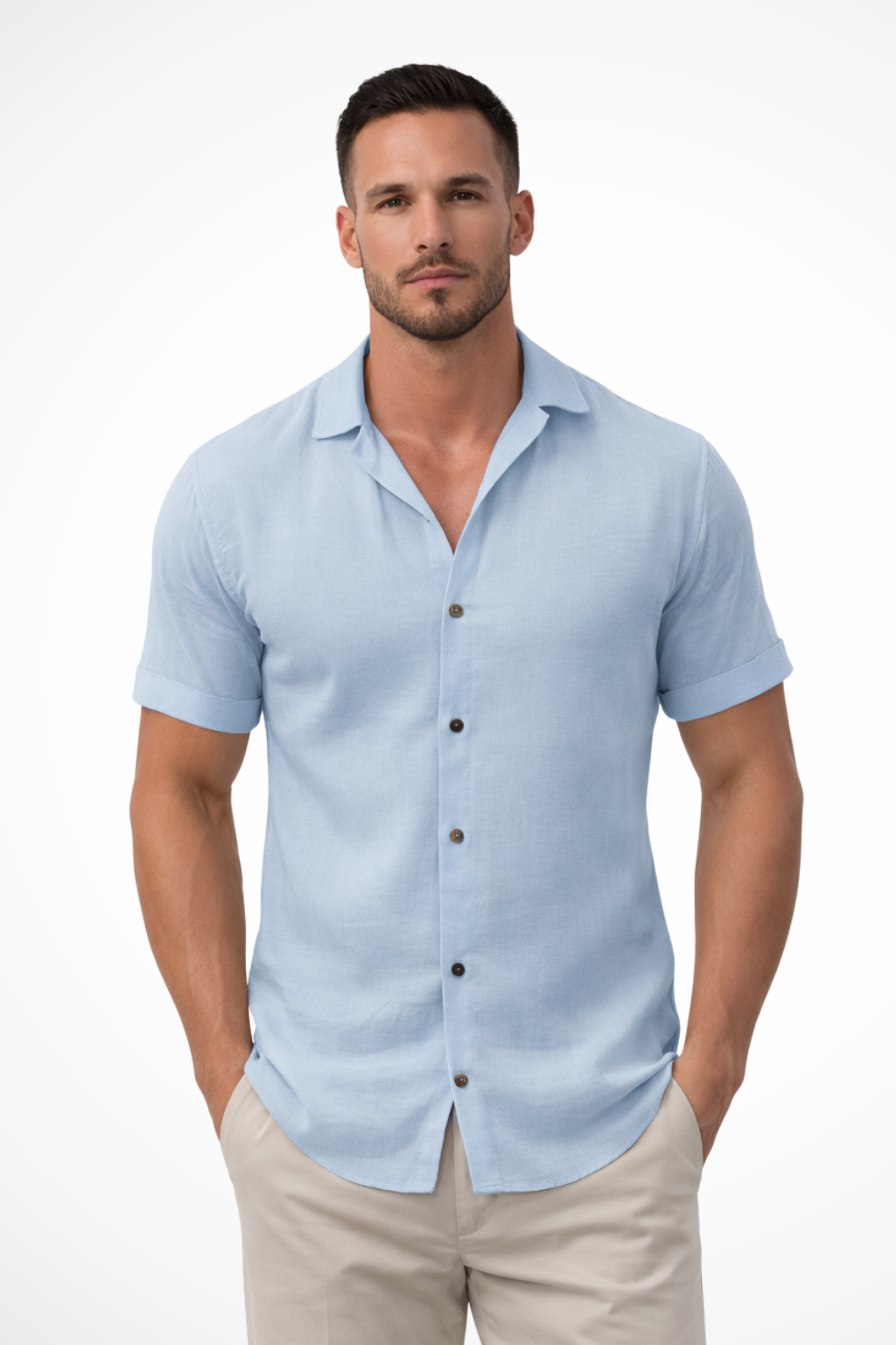 Men's Short Sleeve Summer Shirt, Button-Up Lightweight Casual Shirt, Breathable