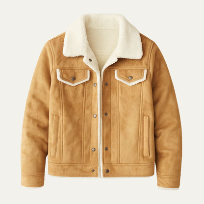 Men's sherpa lined suede jacket