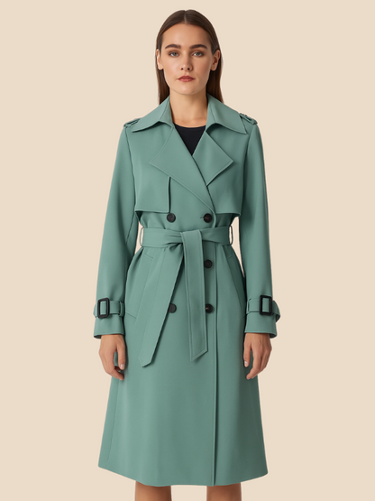Classic belted trench coat with a longline outerwear silhouette