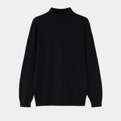 Men's plain ribbed mock neck sweater with long sleeves and ribbed trims
