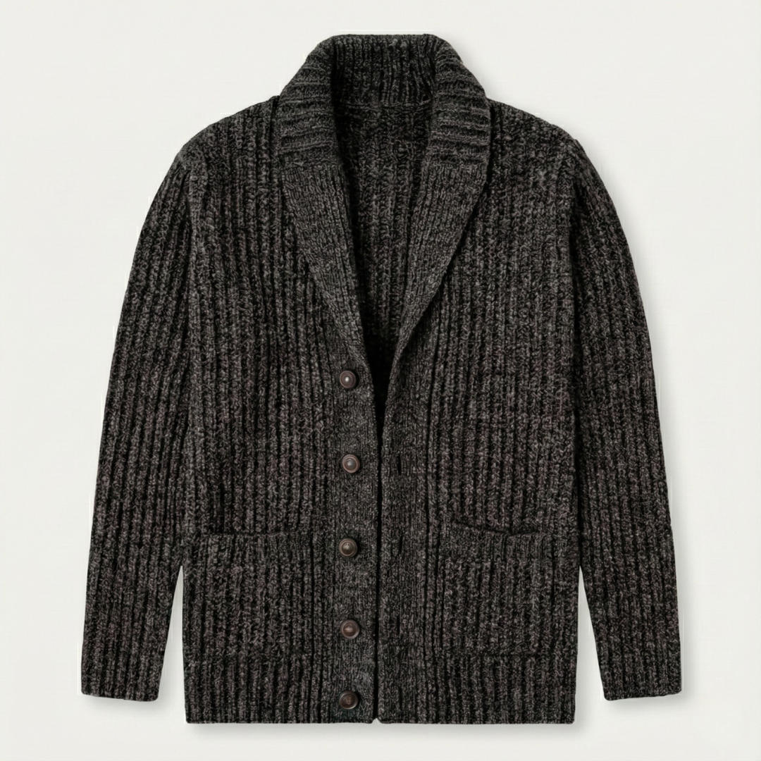 Men's chunky knit shawl collar cardigan