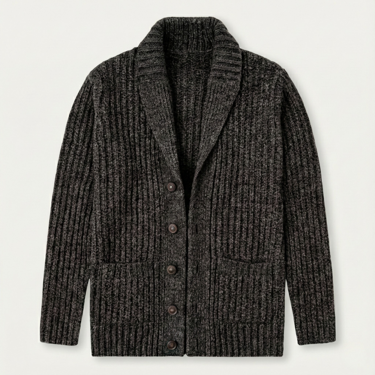 Men's chunky knit shawl collar cardigan