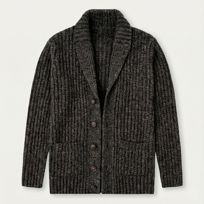 Men's chunky knit shawl collar cardigan