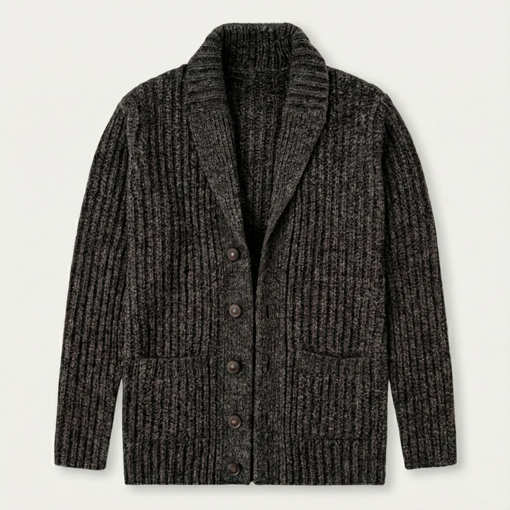 Men's chunky knit shawl collar cardigan