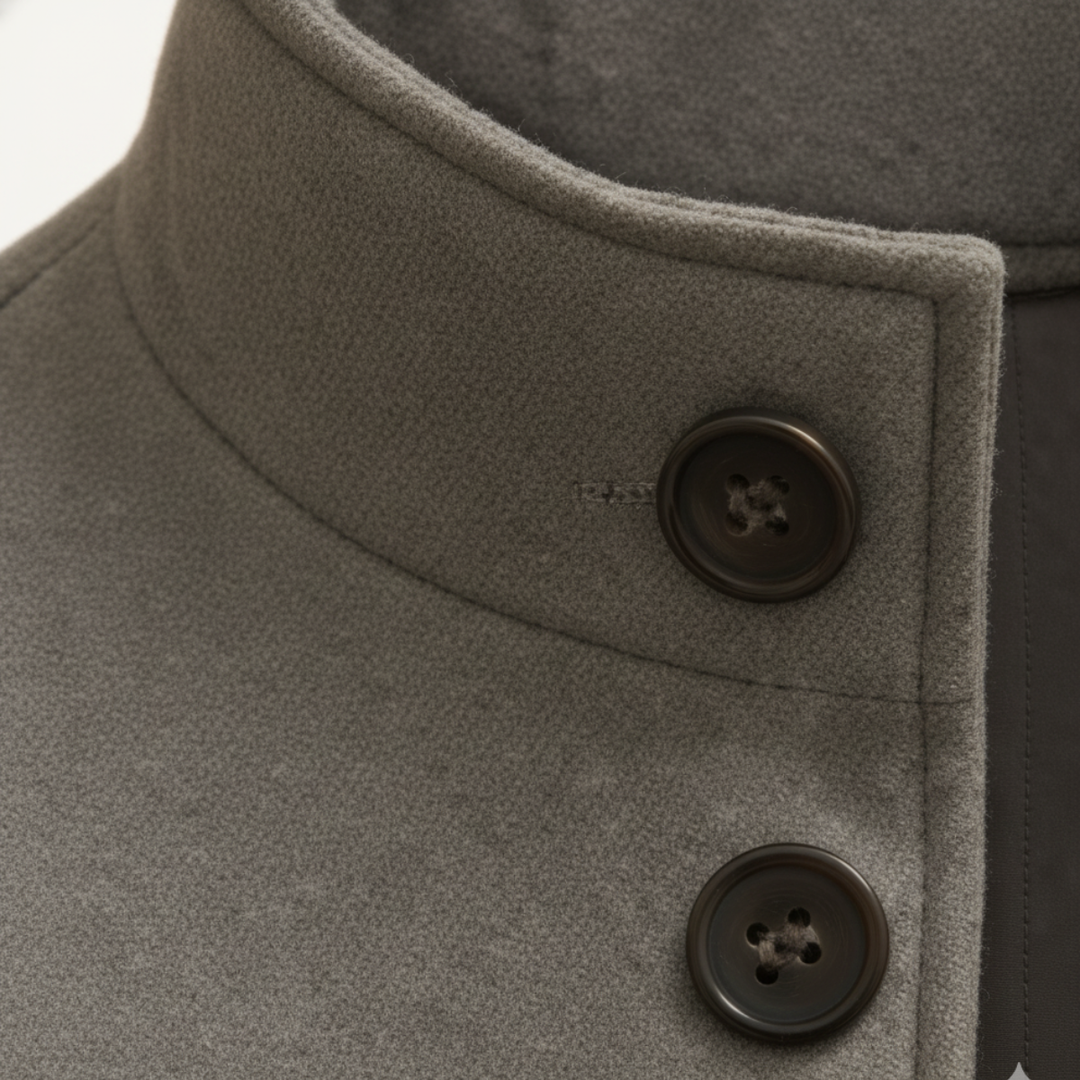 Men's tailored coat with stand collar and flap pockets