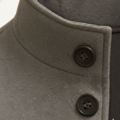 Men's tailored coat with stand collar and flap pockets