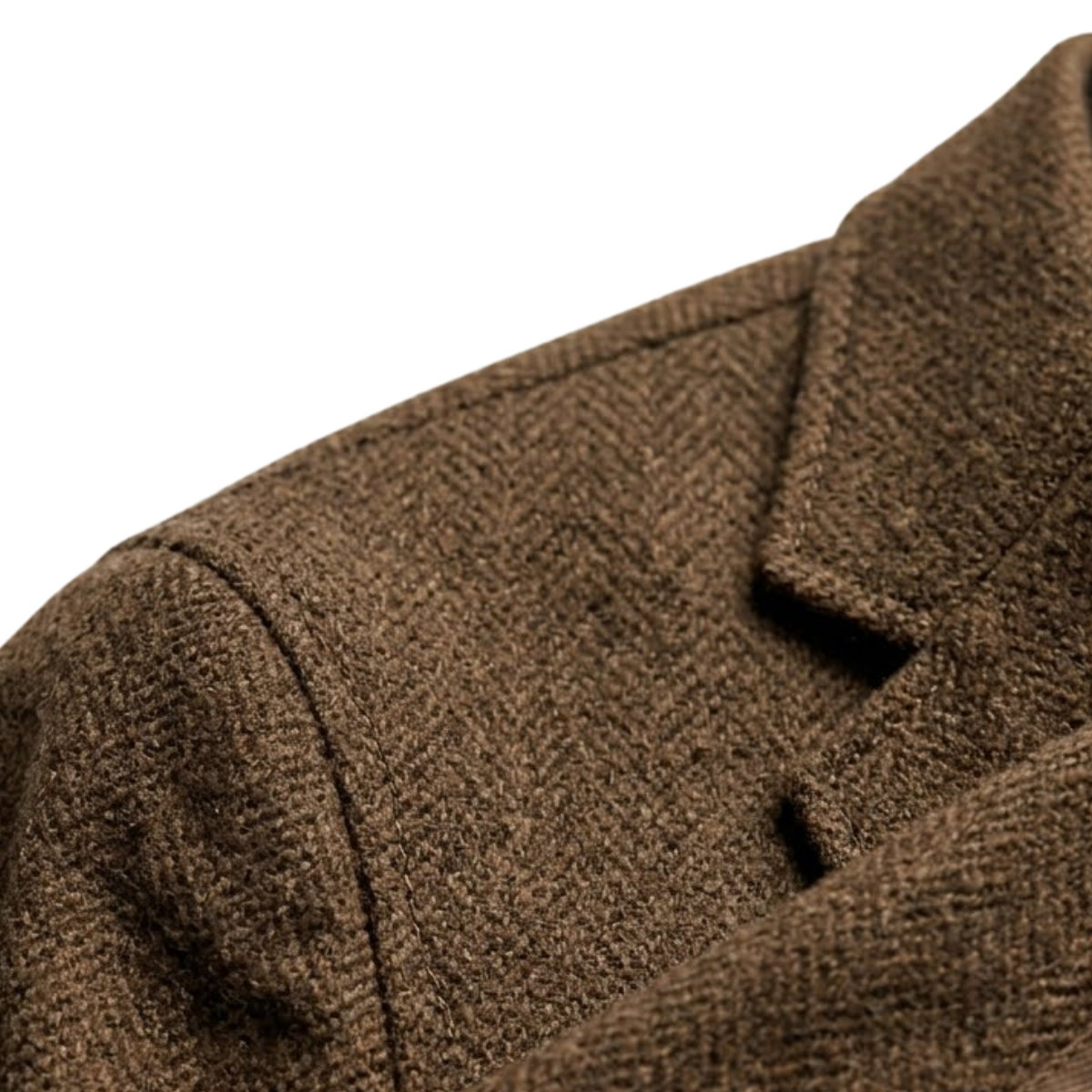 Men's herringbone single-breasted blazer jacket with stand collar and button fastening
