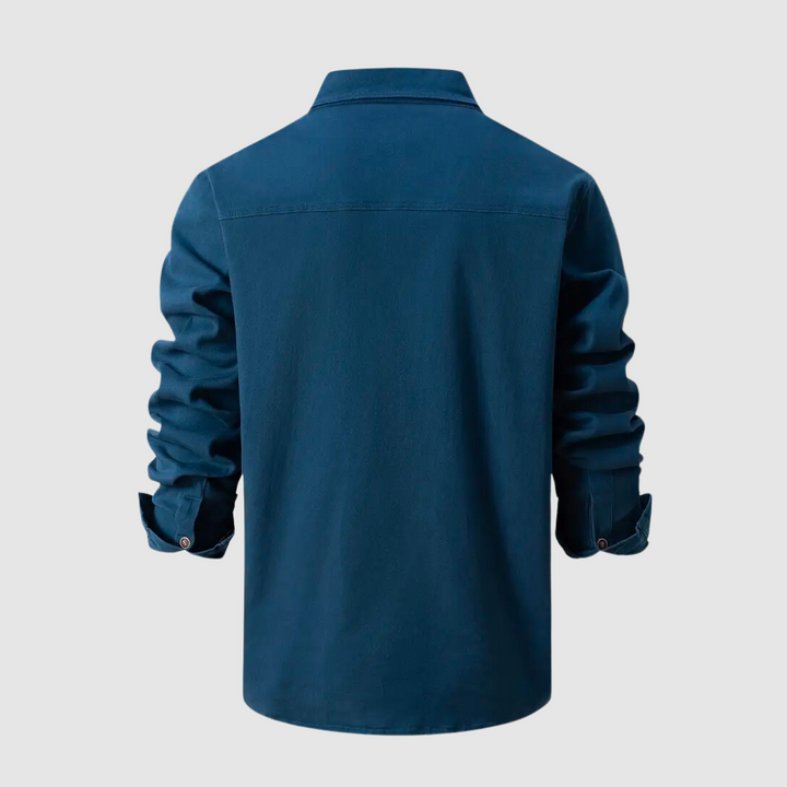 Men's Cotton Casual Shirt, Long Sleeve Button-Down Tailored Fit with Chest Pockets