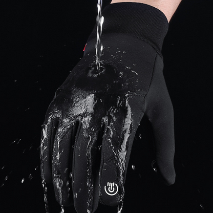 Full-finger touchscreen gloves with textured palms and ribbed cuffs