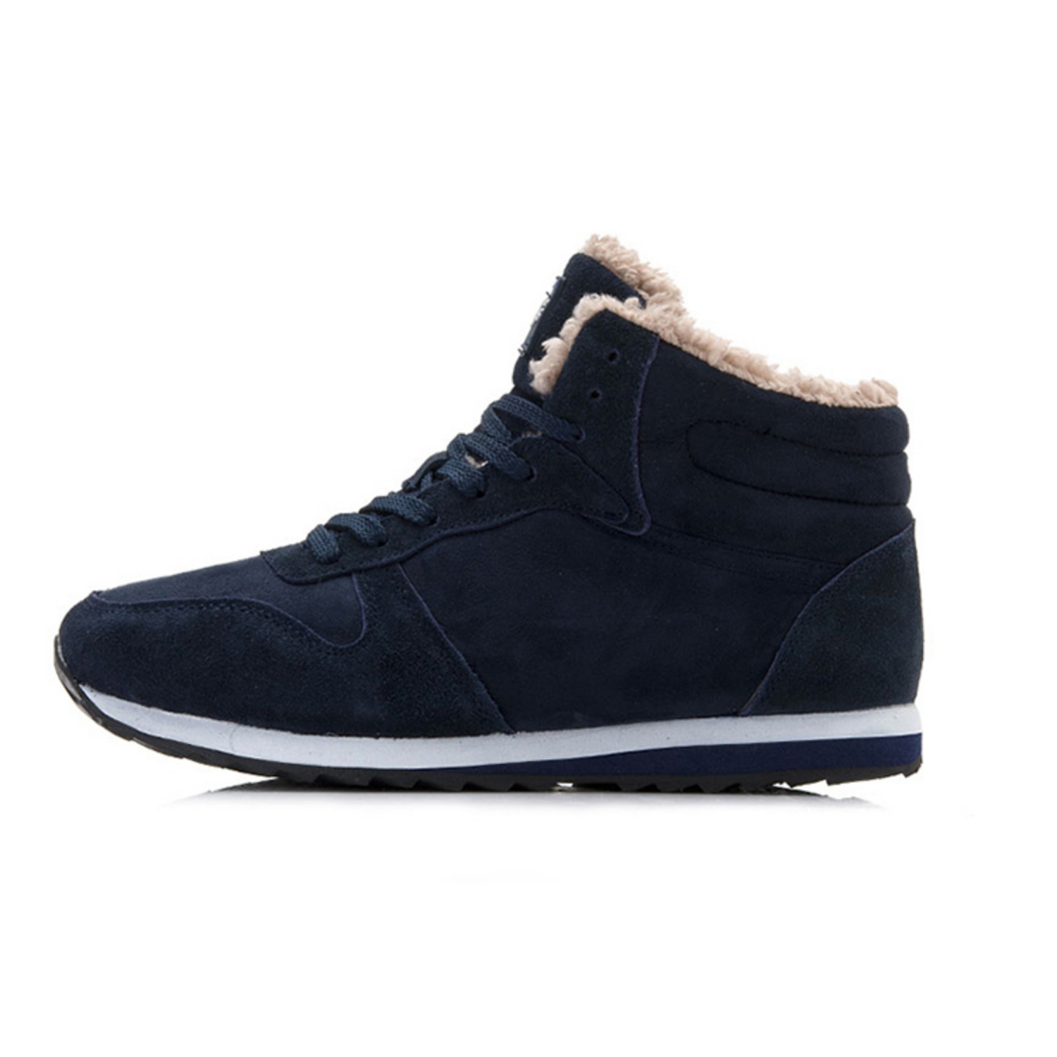 High-top lace-up sneaker boots with faux fur collars