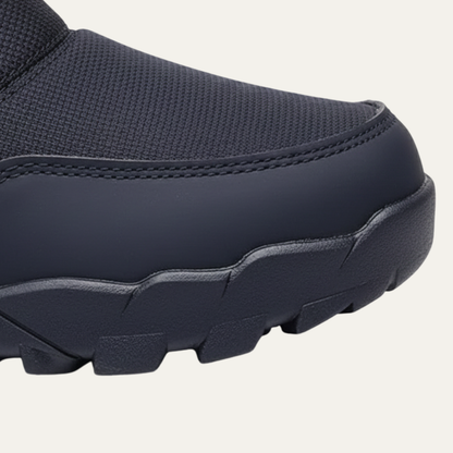 Men's padded winter snow boots with side zip, drawcord cuffs and deep tread soles