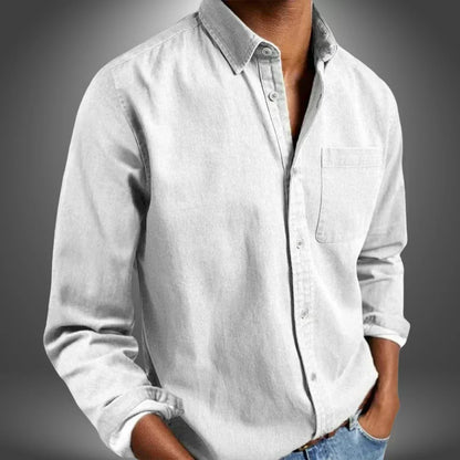 Men's long-sleeve button-down shirt with chest pocket
